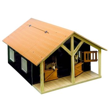 Ecurie Ecurie Enfants Globe Bois Brun 1:24 avec 2 Boxes et Rangement 610167