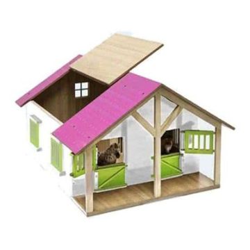 Ecurie Ecurie Enfants Globe Bois Rose 1:24 avec 2 Boites et Rangement 610168