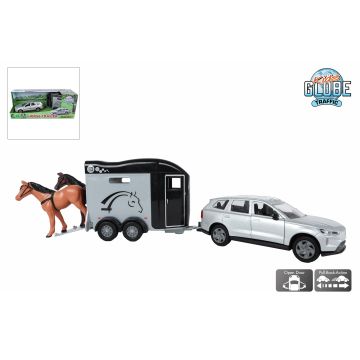 Kids Globe Volvo EX90 avec remorque pour chevaux Cheval Liberté 28 cm 520457