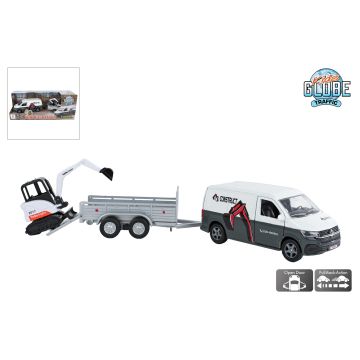 Kids Globe VW Transporter avec mini-pelle 27 cm 520458