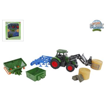 Kids Globe Farming Tracteur avec 8 accessoires 30 cm vert 540479
