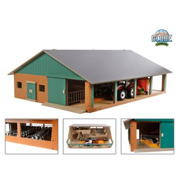 Kids Globe étable à logettes en bois avec unité de traite 1:32 610495