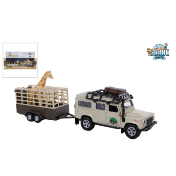Kids Globe Traffic Land Rover met giraffe-trailer 29cm 521723