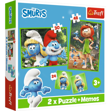 Les Schtroumpfs s’amusent 2-en-1 Puzzles + Jeu de Memory – TREFL