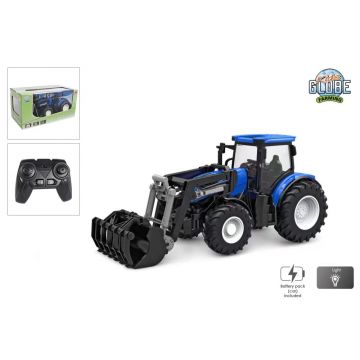 Kids Globe Farming RC Tracteur 2,4 GHZ léger et chargeur frontal bleu 27 cm 510315