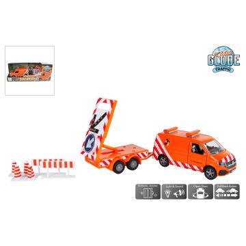 Kids Globe Volkswagen Transporter avec remorque fléchée lumineuse 27,5 cm 510365