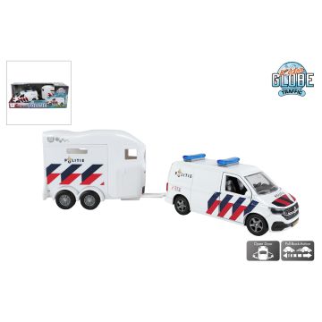Kids Globe VW Transporter Police avec remorque pour chevaux Cheval Liberté NL 28,5 cm 520494