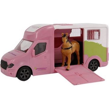 Kids Globe Anemone camion à chevaux moulé sous pression rose clair sonore 20cm 510212