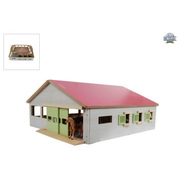 Kids Globe écurie avec 3 boxes et manège intérieur 1:32 rose 610271