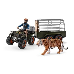 Schleich 42351 Quad avec remorque et ranger (incl. ranger et le tigre)
