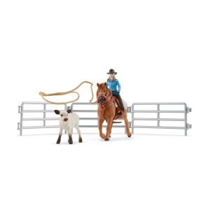 Schleich Farm World Team Roping avec cowgirl 42577
