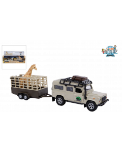 Kids Globe Traffic Land Rover met giraffe-trailer 29cm 521723