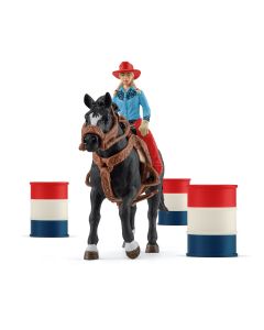 Schleich Farm World Barrel Racing avec une cowgirl 42576