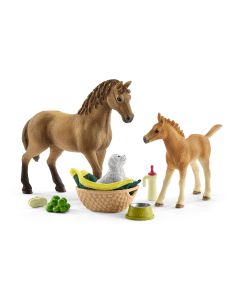 Schleich 42432 Ensemble de toilettage pour bébés et quart de cheval avec chiot
